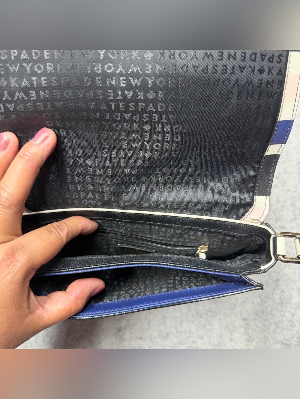 Kate Spade New York Patterson Drive Striped Crossbody Bag Blue Pink Navy White - Picture 7 of 15